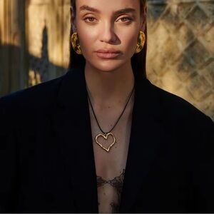 NEW 18K GOLD PLATED BLACK ROPE HEART PENDANT NECKLACE – “SWEETIE”